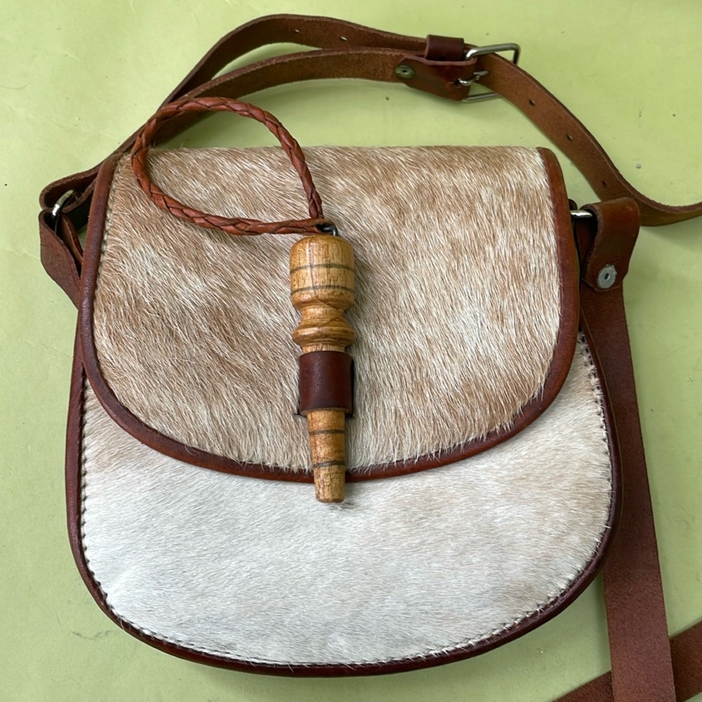 Vintage new tool made all leather mini crossbody bag - Picture 2 of 11